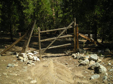 A livestock gate on the Hockett Trail.